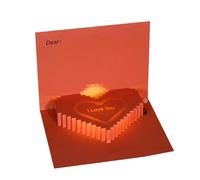 Cartes de vœux pour la Saint-Valentin - Scène de cœur 3D 20 x 15 cm - Cartes de vœux avec lettres illuminées - Motif mémoire avec reproduction vocale - Cartes pliantes