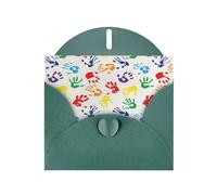 Cartes de vœux pour toutes les occasions avec enveloppe vert foncé, formes de main colorées arc-en-ciel, cartes de remerciement vierges à l'intérieur, papier perlé de luxe respectueux de