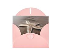 Cartes de vœux roses avec étoiles de mer de plage 15,2 x 10,2 cm avec enveloppe | Parfait pour écrire des vœux et des notes de remerciement