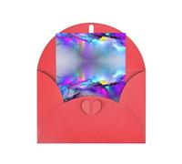 Cartes de vœux rouges avec enveloppes - Impression de peinture aurore boréale - Cartes vierges parfaites pour anniversaire, mariage, anniversaire de mariage