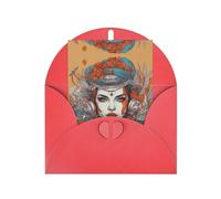 Cartes de vœux rouges élégantes avec enveloppes assorties - Impression photo de la reine vierge pour anniversaire, mariage, Saint-Valentin