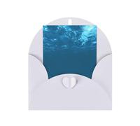 Cartes de vœux verticales en papier perlé bleu océan mer vague impression vacances amour boucle 15,2 x 10,2 cm