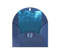 Cartes de vœux verticales en papier perlé bleu océan mer vague impression vacances amour boucle 15,2 x 10,2 cm