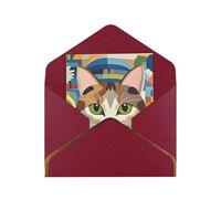 Cartes de vœux vierges 17,5 x 11,5 cm Cartes de vœux vierges du milieu du siècle art moderne chat carte de vœux pliante vierge cartes de vœux avec enveloppes carte de remerciement carte vierge pour