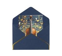 Cartes de vœux vierges 17,5 x 11,5 cm Cartes de vœux Violon Musique Art Violon Carte de vœux Cartes de vœux vierges avec enveloppes Carte de remerciement Carte vierge pour toutes les occasions