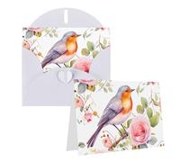 Cartes de vœux vierges à imprimé floral aquarelle rouge-gorge avec enveloppes, cartes de remerciement, cartes de notes, cartes de Saint-Valentin, cartes de remise de diplôme, fête de mariage,