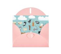 Cartes de vœux vierges à motif de chats et de chiens pluvieux pour anniversaires, Saint-Valentin, fêtes, mariages, 10,2 x 15,2 cm, enveloppe rose