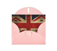 Cartes de vœux vierges à motif drapeau britannique pour anniversaires, Saint-Valentin, fêtes, mariages, 10,2 x 15,2 cm, enveloppe rose