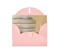 Cartes de vœux vierges à motif océan plage sable pour anniversaires, Saint-Valentin, fêtes, mariages, 10,2 x 15,2 cm, enveloppe rose