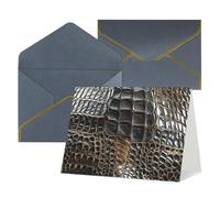 Cartes de vœux vierges avec enveloppes, 17,5 x 11,5 cm, pliables, cartes d'invitation en peau d'alligator pour les vacances