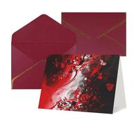 Cartes de vœux vierges avec enveloppes 17,5 x 11,5 cm pliantes « Thinking of You » - Cartes d'invitation abstraites pour les vacances - Rouge, noir, blanc