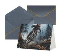 Cartes de vœux vierges avec enveloppes 17,5 x 11,5 cm pliantes « Thinking of You » - Cartes d'invitation pour tournoi de vélo de montagne - Carte d'invitation pour les vacances