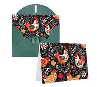 Cartes de vœux vierges avec enveloppes - Motif coq et poules - Pour toutes les occasions