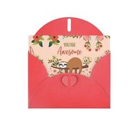 Cartes de vœux vierges avec motif paresseux You Are Awesome pour anniversaires, Saint-Valentin, fêtes, mariages, 10,2 x 15,2 cm, enveloppe rouge