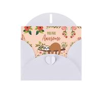 Cartes de vœux vierges avec motif paresseux You Are Awesome pour anniversaires, Saint-Valentin, fêtes, mariages, 10,2 x 15,2 cm, enveloppe blanche
