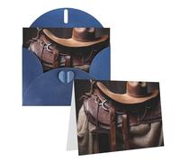 Cartes de vœux vierges avec motif selle de cheval avec chapeau de cowboy - Cartes de remerciement vierges avec enveloppes - Cartes d'anniversaire pour toutes les occasions