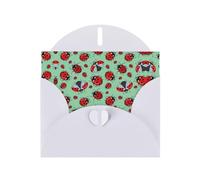 Cartes de vœux vierges coccinelles rouges sur fond bleu pour anniversaires, Saint-Valentin, fêtes, mariages, 10,2 x 15,2 cm, enveloppe blanche