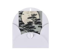 Cartes de vœux vierges en forme de sapin sous la lune, cartes de remerciement et enveloppes, 10,2 x 15,2 cm, et mariage, fête prénatale, fête.