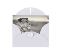 Cartes de vœux vierges lionne avec motif ourson pour anniversaires, Saint-Valentin, fêtes, mariages, 10,2 x 15,2 cm, enveloppe blanche
