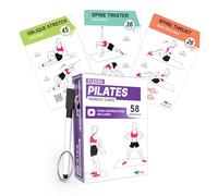 Cartes d'entraînement Pilates - 58 cartes d'exercice avec tapis de Pilates, instructions vidéo et conseils de respiration | Anneau et marqueur effaçable à sec gratuits pour créer à la maison un