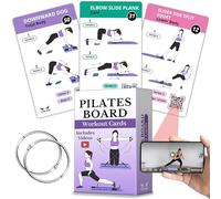 Cartes d'entraînement pour planche de pilates - 67 cartes d'exercice avec vidéos et plan d'entraînement - Comprend un défi de 5 semaines, un ebook, un tableau de progrès et 2 anneaux pour une