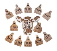 Cartes d'étapes mensuelles - 20,9 cm en bois avec étiquettes de vache du mois, 13 cartes d'étapes pour les vaches, marqueurs de jalons mois par mois, ensemble de nouvelles vaches cadeau pour le