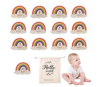 Cartes d'étapes pour bébé garçon arc-en- | Cartes d'étapes mensuelles en bois pour bébé, annonce colorée du mois de bébé, cartes d'étapes mensuelles pour bébé
