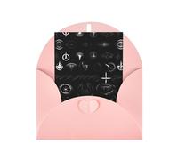 Cartes d'impression noire avec symboles surnaturels avec enveloppes, boucle d'amour verticale vierge, emballage en papier perlé