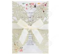 Cartes d'invitation de mariage 19,5 x 13,5 cm 50 PCS Fleurs romantiques Félicitations Réception Invitation Sincère Carte de mariage