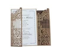 Cartes D'invitation De Mariage Cartes d'invitation de mariage découpées au laser, porte en or métallique, 50 ensembles d'invitations de fête de célébrité à impression personnalisée(Craft paper color,C