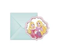 Cartes d'invitation - Disney - Princesses - 6 pièces - Enveloppes incluses - Rose pastel