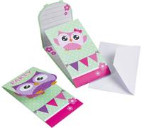 Cartes d'invitation & enveloppes hibou 8 pièces