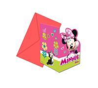 Cartes d'Invitation - PROCOS - Minnie Mouse - 6 Pièces - Thème Tropical - 9x14 cm