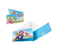 Cartes d'invitation Super Mario avec enveloppes Fête à thème Nintendo 8 pièces multicolores 8x14cm