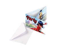 Amscan – Invitations et enveloppes Miraculous – 8 pièces Multicolore