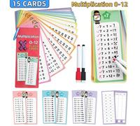 Cartes éclair de tableaux de multiplication 0-12, outils d'apprentissage mathématique d'auto-vérification, formation mathématique Montessori, aides pédagogiques Ressources mathématiques Taille UniqueP