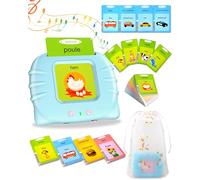 Cartes éducatives pour Jeunes Enfants de 2 à 6 Ans, Jeux Enfant 3 Ans, Flash Jouets préscolaires pour écouter et Apprendre Bleu (French/English/Bilingual)