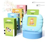 Cartes Éducatives Sonores pour Enfant de 1 à 6 Ans, Jeux Montessori, Vocabulaire pour Apprendre Le Français (224 Mots), Premiers Mots de Bébé, Cadeau Enfant Dès 18 Mois (Bleu)