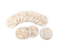 Cartes en Bois Rondes pour Bébé, Lot de 15 Set de Set de Pièces, Beige