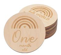 Cartes Étapes Bébé en Bois 13 Pièces pour Souvenir Naissance | Photos de -né, Usage Commémoratif, Lot de 13 Cartes Rondes, Présent pour Future Mère