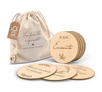 Cartes étapes grossesse en bois en FRANÇAIS - 30 moments clés de la grossesse jusqu'à la naissance sur 15 disques en bois gravés recto-verso, Cadeau pour futurs parents/future maman.
