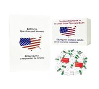Cartes flash de citoyenneté 2026 | Guide bilingue de naturalisation - 128 feuilles - Édition anglaise et espagnole - Cartes de test civique américaine, pour président de la capitale, histoire de