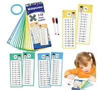 Cartes flash de multiplication - Apprentissage de cartes flash pour de 2 à 4 ans | 15 double face apprennent les tables de 1 à 12 ans | Jeu d'apprentissage interactif avec 2 stylos à sec pour