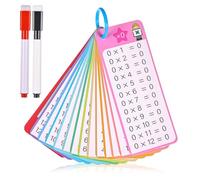 Cartes flash de multiplication de 0 à 12 fois avec 2 marqueurs effaçables à sec, cartes flash mathématiques pour jeu de multiplication de 1ère à 3e année