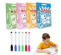 Cartes flash mathématiques - 144 cartes d'étude élémentaire colorées pour enfants | Jeu de faits mathématiques réinscriptibles pour garçons et filles, idéal pour la salle de classe, la pratique