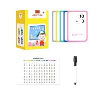 Cartes flash mathématiques effaçables pour addition, soustraction, multiplication et division - Papier d'apprentissage couché, progressif à partir de 3 ans pour les âges