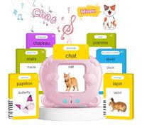 Cartes Flash Parlantes Bilingual (Français et Anglais), Flash Jouets éducatifs pour Enfants de 2 à 6 Ans, Cartes éducatives Enfants pour écouter et Apprendre 224 Mots (Rose)