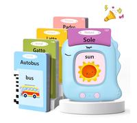 Cartes Flash Parlantes Cartes éducatives pour Enfants de 2+ Ans 112 Feuilles 224 Mots Talking Flash Cards Jouets éducatifs Montessori pour écouter et Apprendre (Italien/Anglais/Bilingue Bleu)