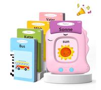 Cartes Flash Parlantes Cartes éducatives pour Enfants de 2+ Ans 112 Feuilles 224 Mots Talking Flash Cards Jouets éducatifs Montessori pour écouter et Apprendre (Allemand/Anglais/Bilingue Rose)
