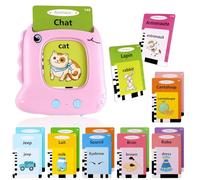 Cartes Flash Parlantes Cartes éducatives pour Enfants de 2+ Ans 112 Feuilles 224 Mots Talking Flash Cards Jouets éducatifs Montessori pour écouter et Apprendre, Français/Anglais/Bilingue, Rose